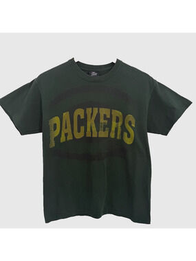 Green Bay Packers NFL Team Apparel T Shirt Mens Medium Green Distressed Graphic